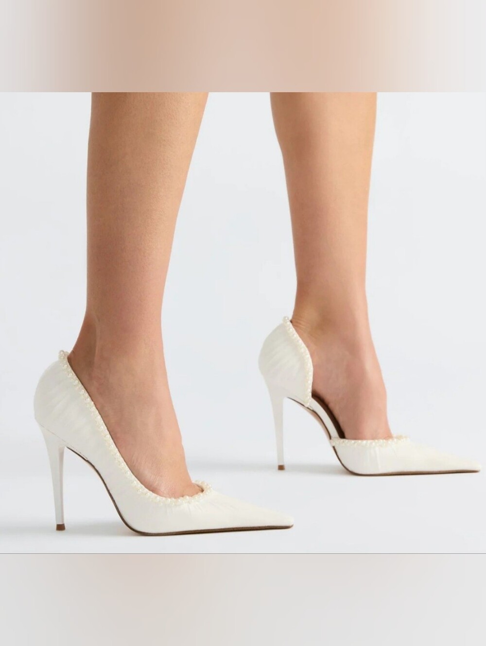 Steve Madden Pumps 7.5 White Pearl Mesh Elegant Stiletto Heel Pointy New $140